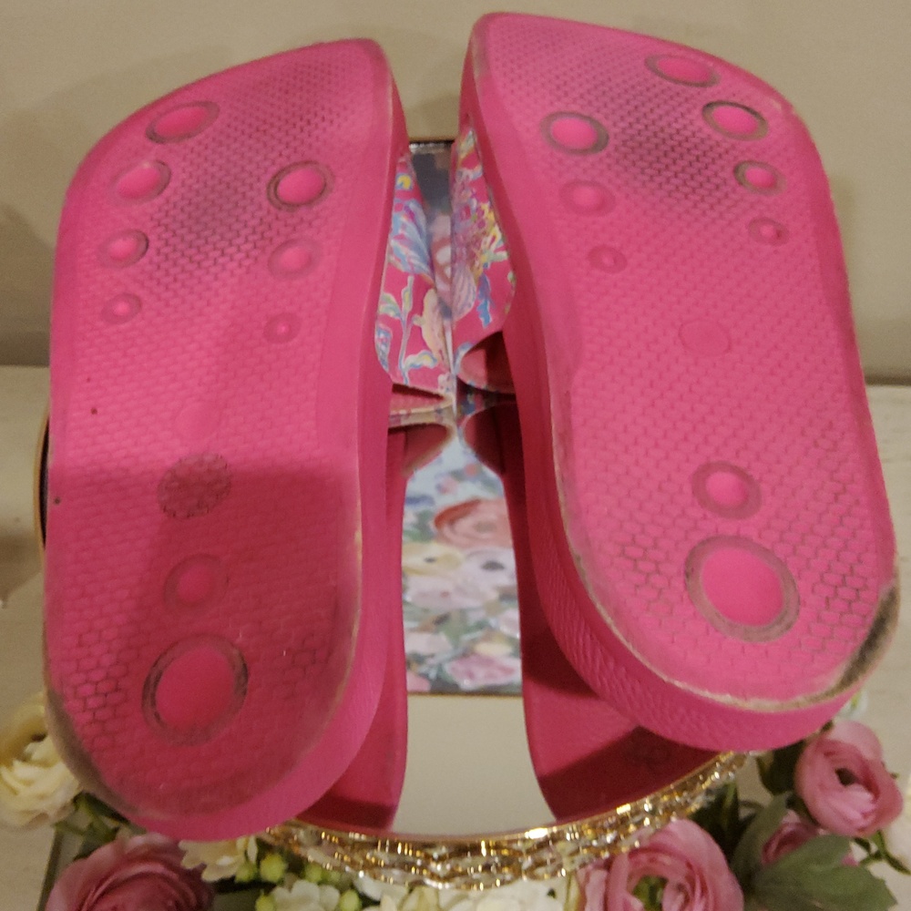 Lilly Pulitzer Pink Floral Slide Sandals - Comfortable Ladies' Summer Slides - Picture 6 of 8